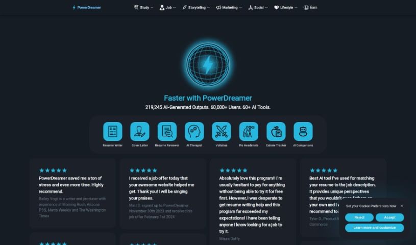 Screenshot of PowerDreamer