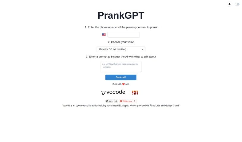 Screenshot of PrankGPT