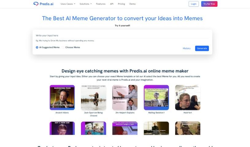 Screenshot of Predis AI Meme Generator