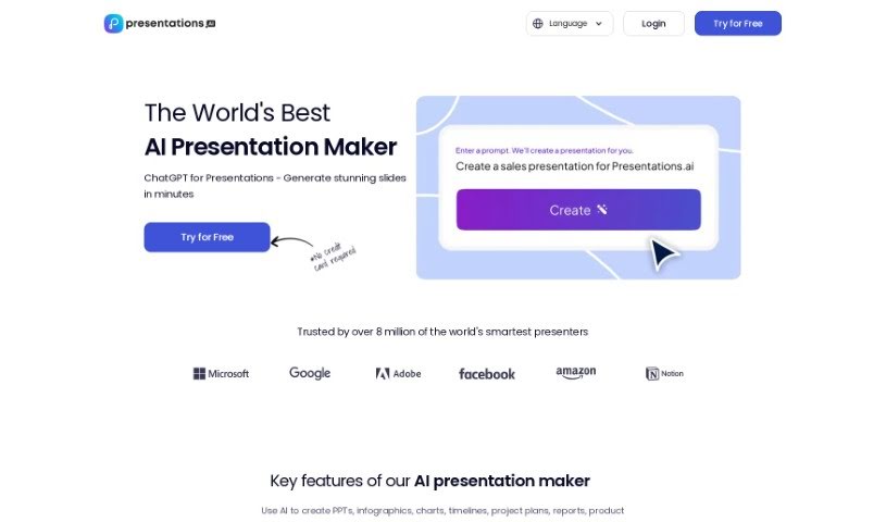Screenshot of Presentationsai