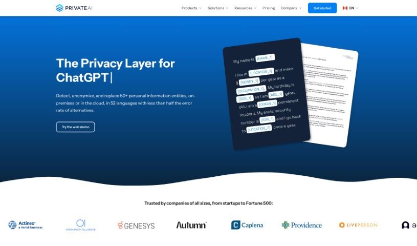 Screenshot of Private AI