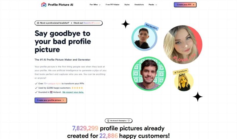 Screenshot of Profile Picture AI