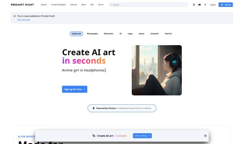 Screenshot of Prompt Hunt