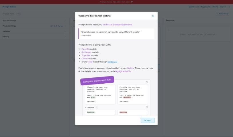 Screenshot of Prompt Refine
