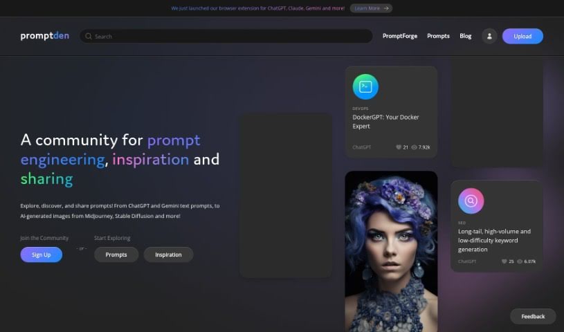 Screenshot of PromptDen