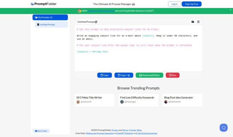 Screenshot of PromptFolder