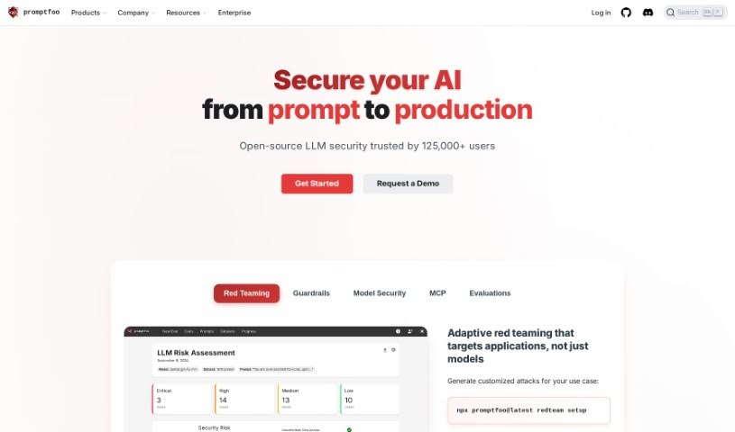 Screenshot of Promptfoo