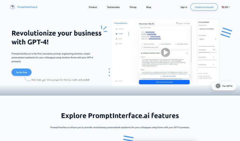 Screenshot of Promptinterface.ai