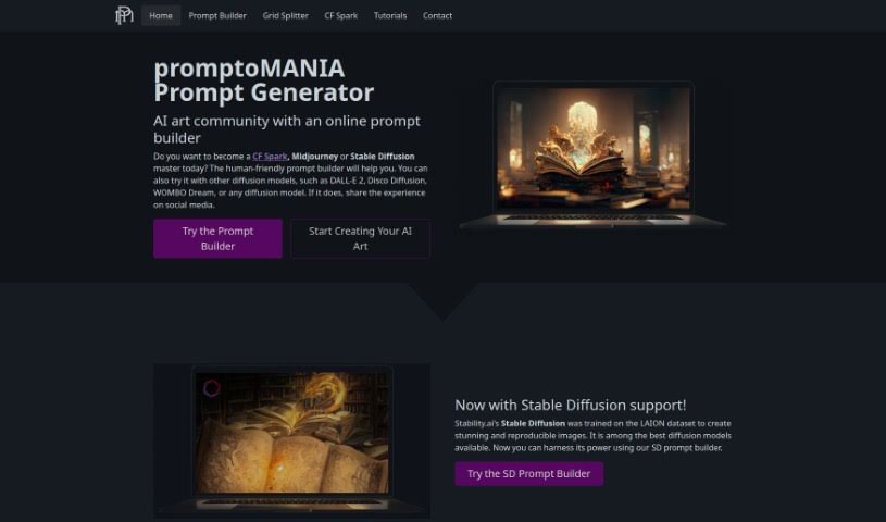 Screenshot of promptoMANIA