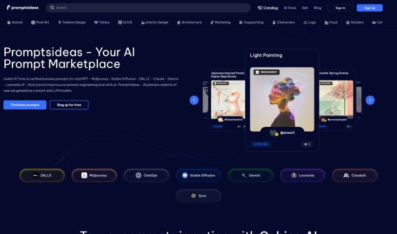 Screenshot of Promptsideas