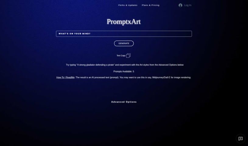 Screenshot of PromptxArt