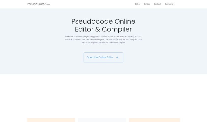 Screenshot of Pseudocode Online Editor