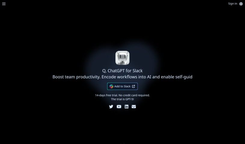 Screenshot of Q, Chatgpt For Slack