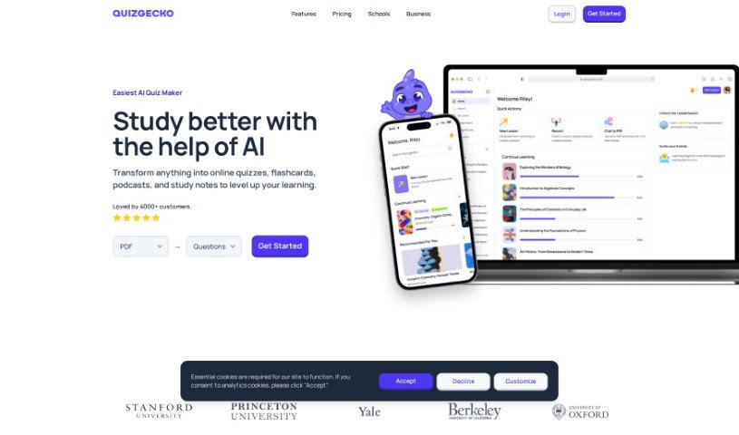 Screenshot of Quizgecko