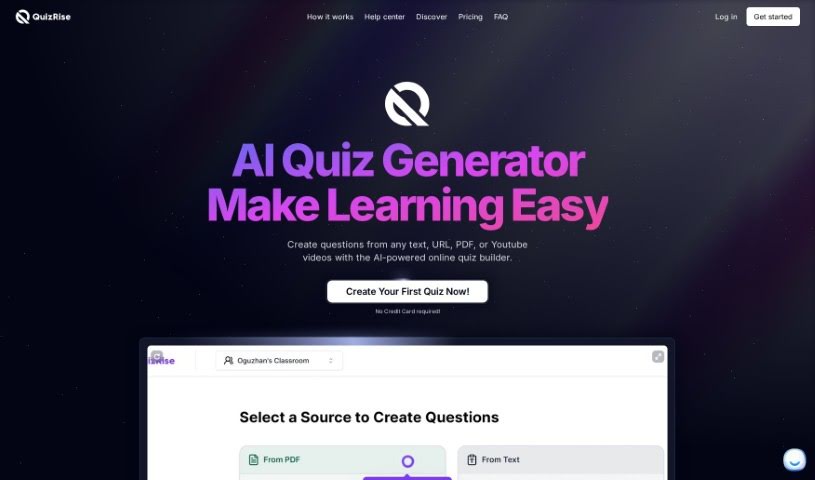 Screenshot of Quizrise