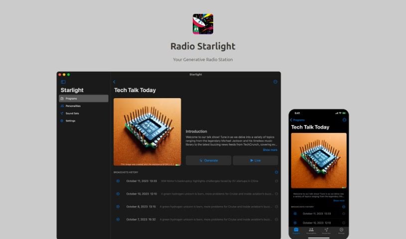 Screenshot of Radio Starlight