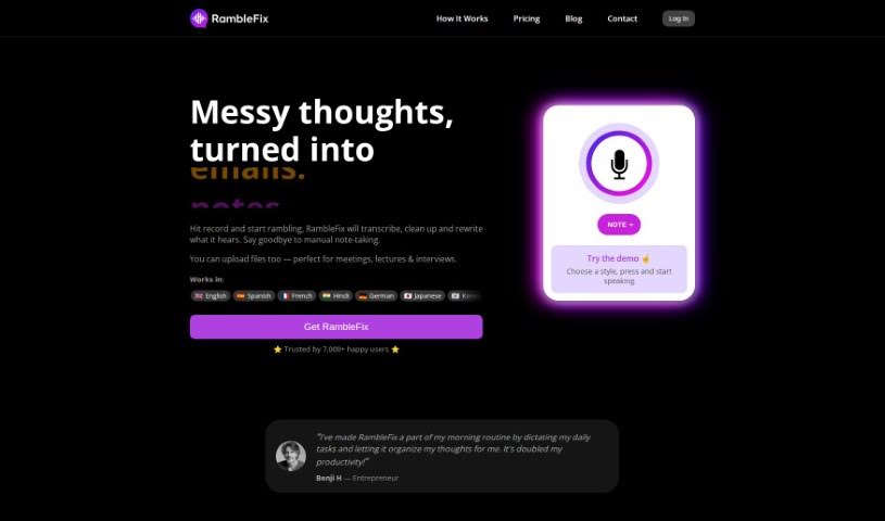 Screenshot of RambleFix