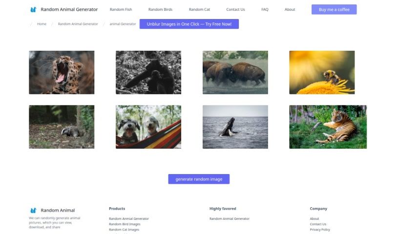 Screenshot of Random Animal Generator