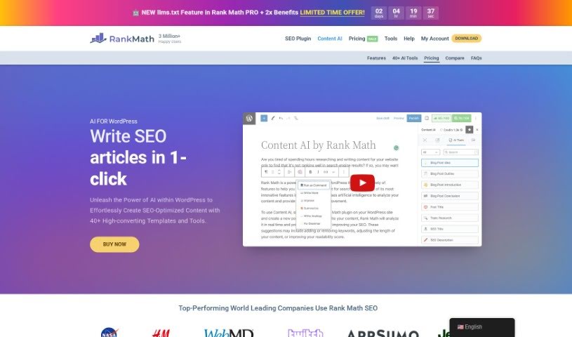 Screenshot of Rank Math Content AI