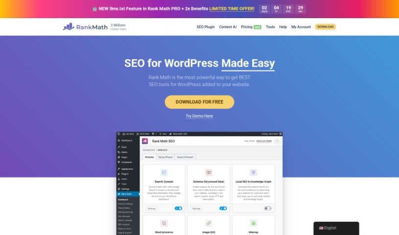 Screenshot of Rank Math