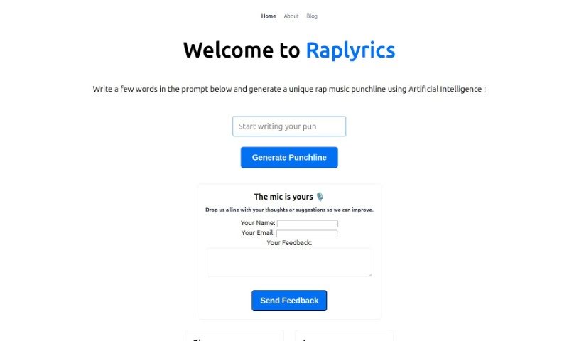 Screenshot of Raplyrics