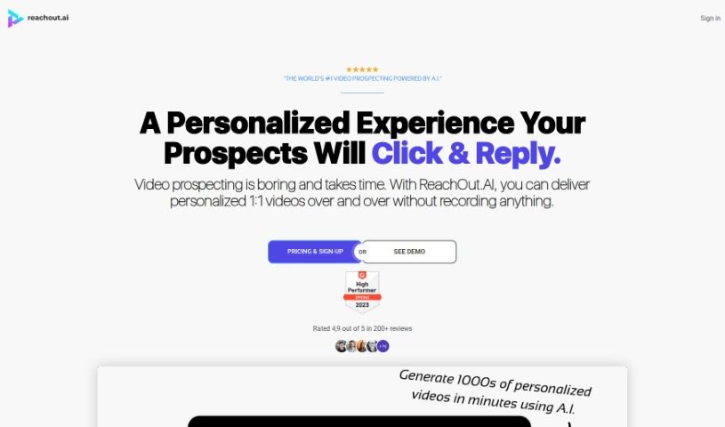 Screenshot of Reachout.ai