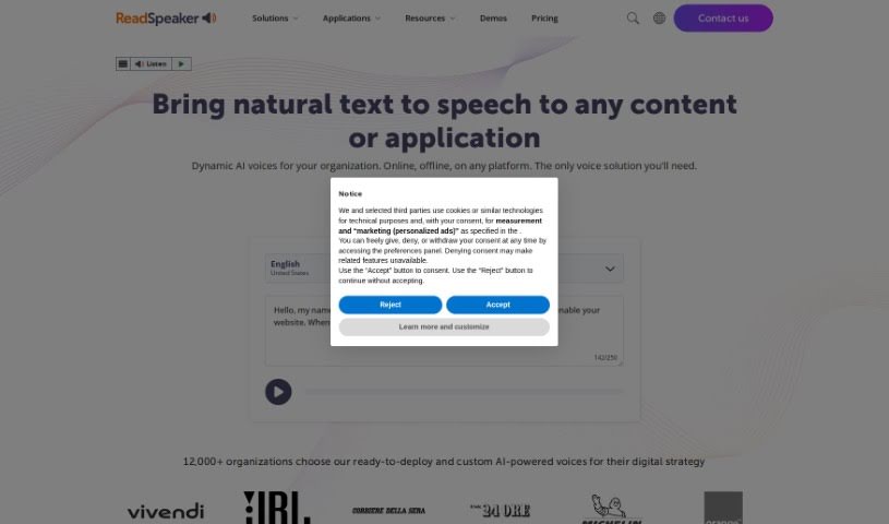 Screenshot of ReadSpeaker