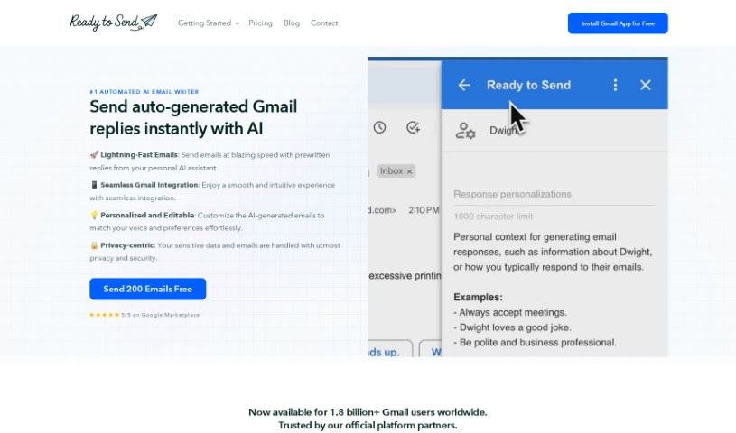 Screenshot of Ready to Send