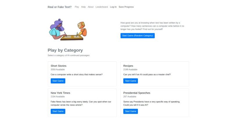 Screenshot of Real or Fake Text