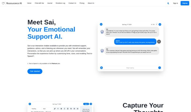 Screenshot of Reassurance AI