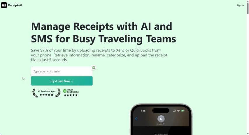 Screenshot of Receipt AI