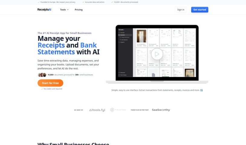 Screenshot of Receiptsai