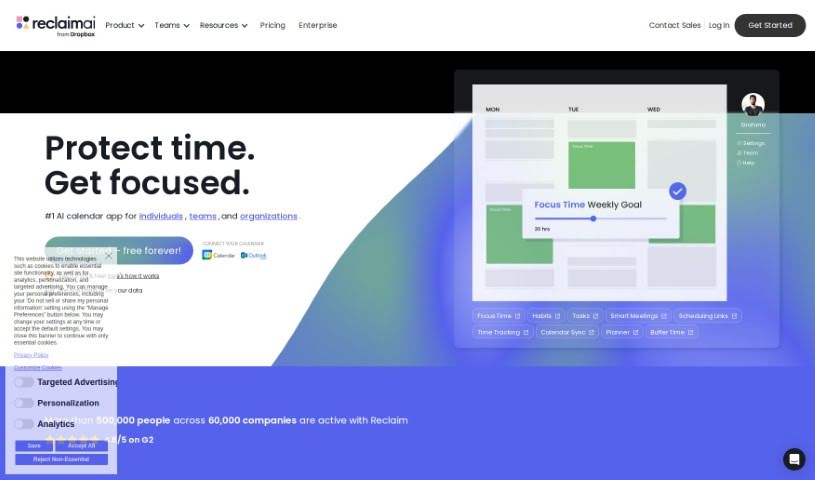 Screenshot of Reclaim AI