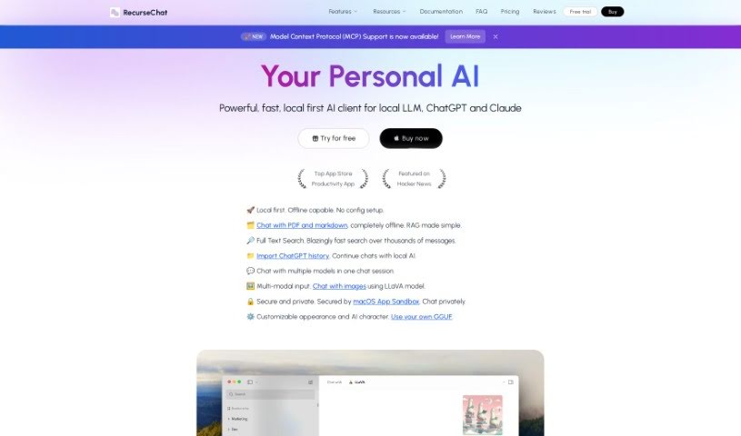 Screenshot of RecurseChat