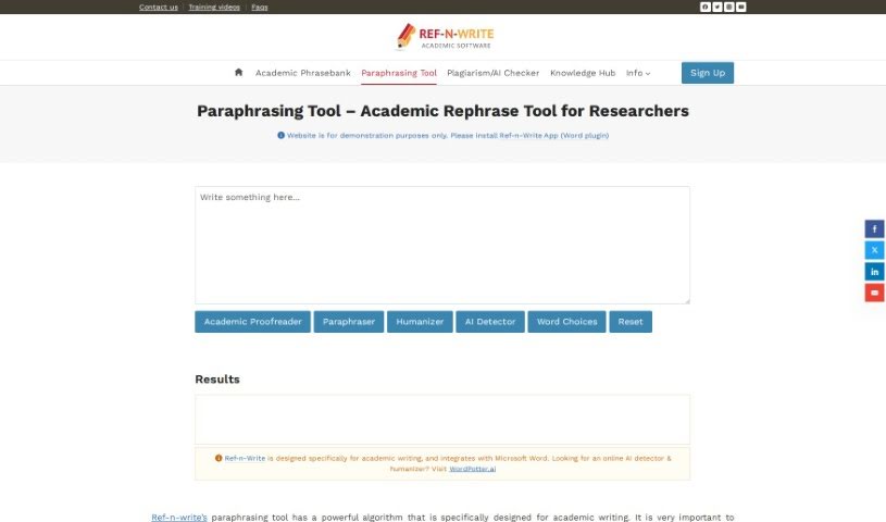 Screenshot of Ref-n-Write Prarphrasing Tool
