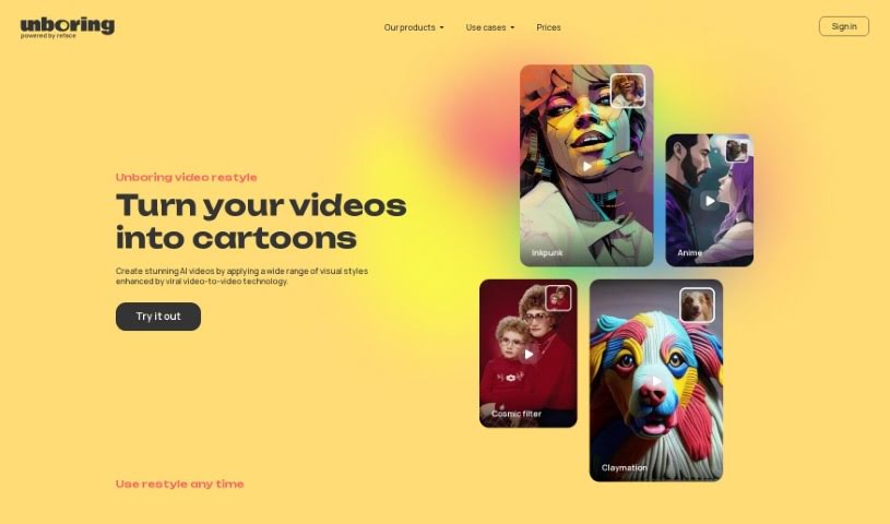Screenshot of Reface Unboring AI