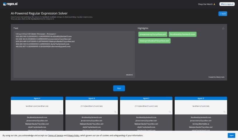 Screenshot of Regex.ai