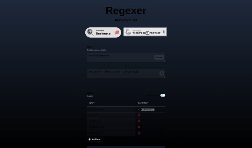 Screenshot of Regexer