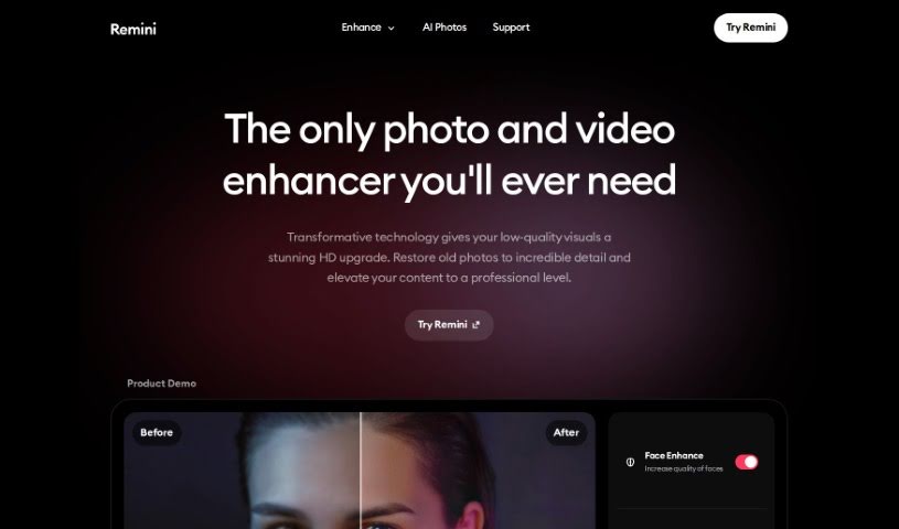 Screenshot of Remini AI