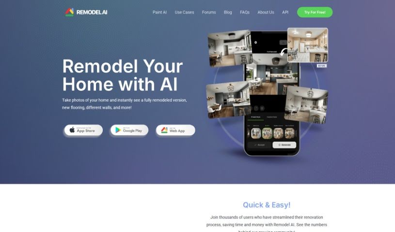Screenshot of Remodel AI