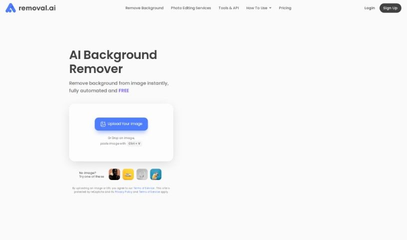 Screenshot of Removal.ai