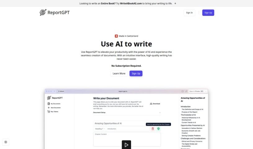 Screenshot of ReportGPT