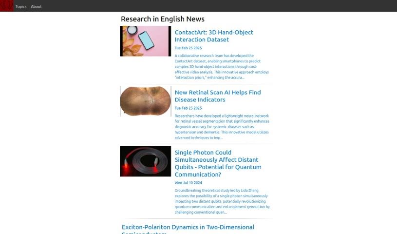 Screenshot of Research In English