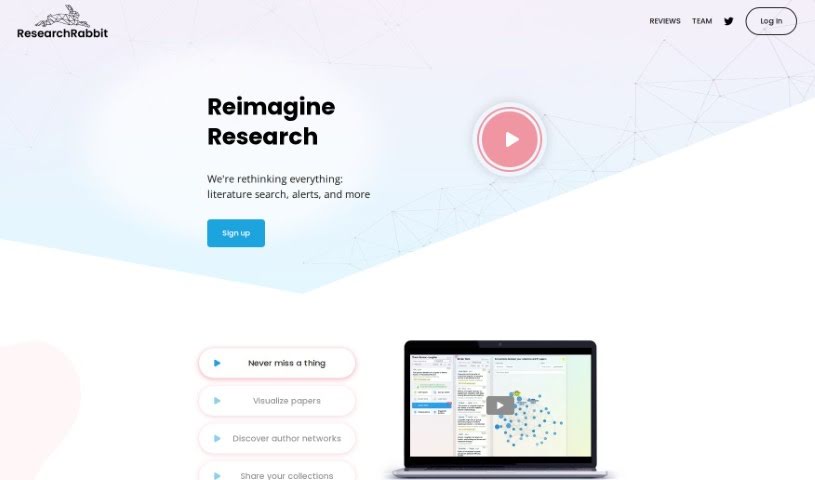 Screenshot of ResearchRabbit