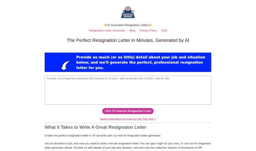 Screenshot of Resign AI