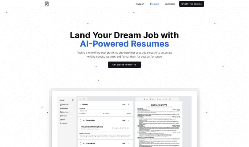Screenshot of Resme.xyz
