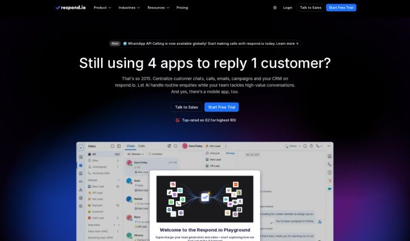 Screenshot of Respond.io
