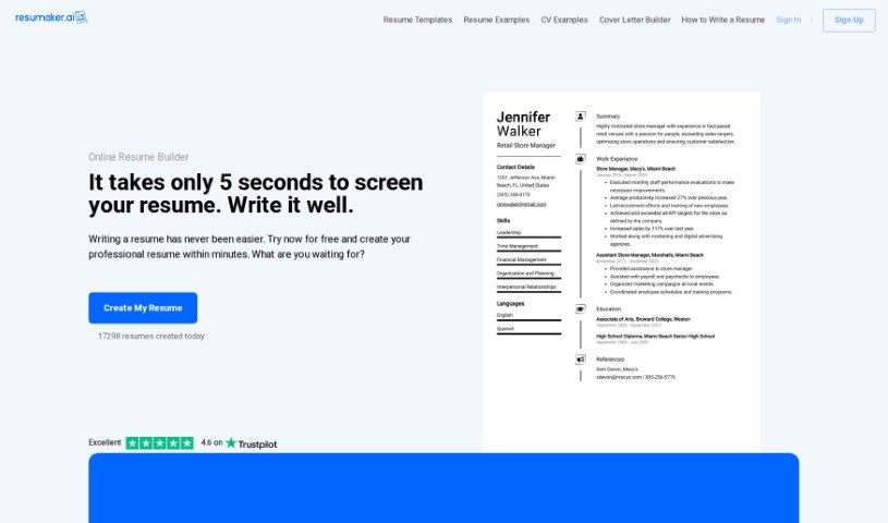 Screenshot of Resumaker