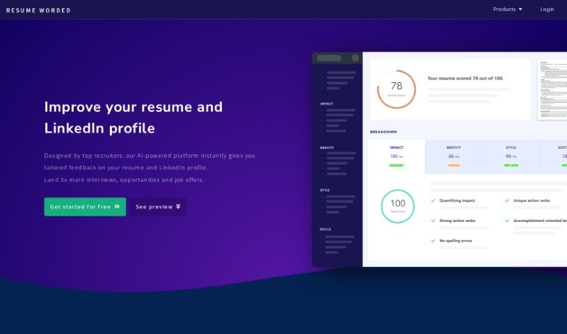 Screenshot of Resume Worded