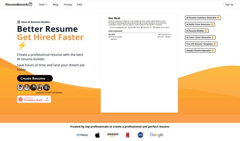 Screenshot of Resumeboostai